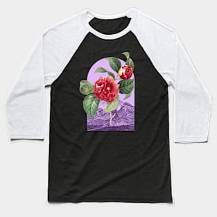 Floral Landscape Red Camellia Baseball T-Shirt